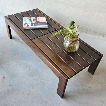 Latten salontafel/plantentafel weng&eacute; hout