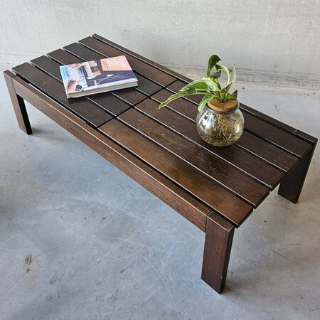 Latten salontafel/plantentafel weng&eacute; hout