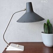 Vintage bureaulamp, zwart/wit