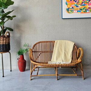 Vintage rotan bankje
