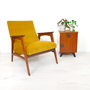 Vintage fauteuil, okergeel velours