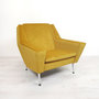 Vintage fauteuil, geel velours
