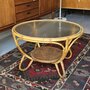 Ronde rotan salontafel met glazen plaat