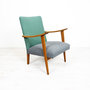 Vintage fauteuil, grijs en mint