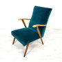 Vintage fauteuil, petrol velours