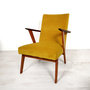 Vintage fauteuil, geel verlours