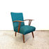 Vintage fauteuil, nieuwe petrolkleurige bekleding