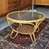 Ronde rotan salontafel met glazen plaat