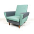 Vintage fauteuil, gestoffeerd in mint en grijs