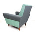 Vintage fauteuil, gestoffeerd in mint en grijs