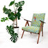 Vintage fauteuil, stof vogelprint