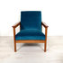 Vintage fauteuil, blauw velours